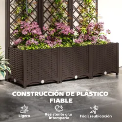 Jardinera con Enrejado de Plástico para Plantas Trepadoras con Drenaje y Amplio Espacio de Cultivo 120x40x135 cm... - Ogal.Es