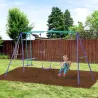 Juego de Columpios de Jardín de Metal con Altura Ajustable 2 Columpios y Balancín 280x140x176 cm Morado y Azul - Ogal.Es