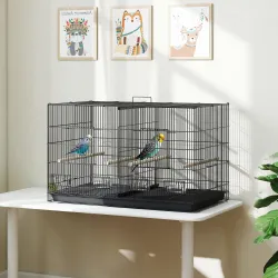 Jaula para Pájaros con Divisor 4 Comederos 4 Perchas Bandeja Extraíble para Loros Canarios Periquitos 94x57x57 c... - Ogal.Es