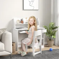Escritorio y Silla para Niños con Almacenaje para Estudio Lectura y Juegos Mesa 90x45x90 cm y Silla 32x31,5x65 c... - Ogal.Es