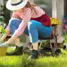Asiento de Jardín con Ruedas Taburete de Jardinería con Bandeja de Herramientas Carga 130 kg 50x49x32 cm Negro - Ogal.Es