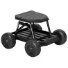 Asiento de Jardín con Ruedas Taburete de Jardinería con Bandeja de Herramientas Carga 130 kg 50x49x32 cm Negro - Ogal.Es