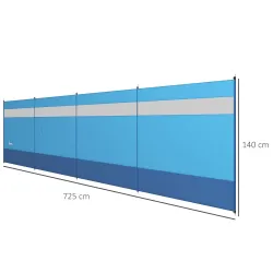 Cortavientos para Camping de 725 cm con Panel Transparente Postes de Acero, Estacas y Bolsa de Transporte para E... - Ogal.Es