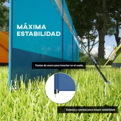 Cortavientos para Camping de 725 cm con Panel Transparente Postes de Acero, Estacas y Bolsa de Transporte para E... - Ogal.Es