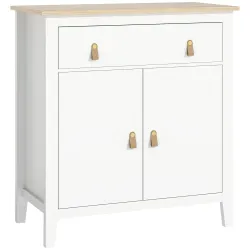 Aparador con Cajón Armario de 2 Niveles y Estante Ajustable Base Elevada y Amplia Superficie 80x40x90cm Blanco y... - Ogal.Es