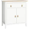 Aparador con Cajón Armario de 2 Niveles y Estante Ajustable Base Elevada y Amplia Superficie 80x40x90cm Blanco y... - Ogal.Es
