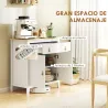 Aparador con Cajón Armario de 2 Niveles y Estante Ajustable Base Elevada y Amplia Superficie 80x40x90cm Blanco y... - Ogal.Es
