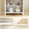 Aparador con Cajón Armario de 2 Niveles y Estante Ajustable Base Elevada y Amplia Superficie 80x40x90cm Blanco y... - Ogal.Es