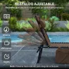 Tumbona Plegable con Respaldo Ajustable Reposacabezas Acolchado y Estructura de Acero para Exterior 189x58x30 cm... - Ogal.Es