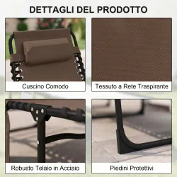 Tumbona Plegable con Respaldo Ajustable Reposacabezas Acolchado y Estructura de Acero para Exterior 189x58x30 cm... - Ogal.Es