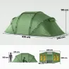 Tienda de Campaña Familiar para 4 Personas con 2 Habitaciones y Bolsa de Transporte 430x240x170 cm Verde - Ogal.Es