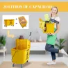 Cubo de Fregar con Escurridor Panel Separador y Ruedas Capacidad 20L para Limpieza Doméstica 45x26,5x70 cm Amarillo - Ogal.Es