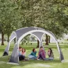 Carpa Portátil de Camping para 6-8 Personas con 4 Mosquiteros Gancho y Bolsa Anti-UV 350x350x230 cm Gris y Blanco - Ogal.Es