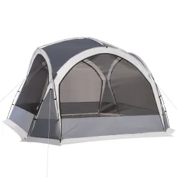 Carpa Portátil de Camping para 6-8 Personas con 4 Mosquiteros Gancho y Bolsa Anti-UV 350x350x230 cm Gris y Blanco - Ogal.Es