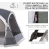 Carpa Portátil de Camping para 6-8 Personas con 4 Mosquiteros Gancho y Bolsa Anti-UV 350x350x230 cm Gris y Blanco - Ogal.Es