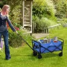 Carro de Jardín Plegable con Ruedas Asa Telescópica Ajustable Carga 100 kg para Campaña Compra 64x42x27 cm Azul - Ogal.Es
