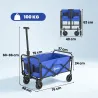 Carro de Jardín Plegable con Ruedas Asa Telescópica Ajustable Carga 100 kg para Campaña Compra 64x42x27 cm Azul - Ogal.Es