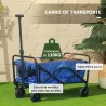 Carro de Jardín Plegable con Ruedas Asa Telescópica Ajustable Carga 100 kg para Campaña Compra 64x42x27 cm Azul - Ogal.Es