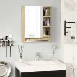 Armario de Baño de Pared con Espejo Estantes Ajustables y Toallero Diseño Compacto para Lavabo o WC 60x15x70 cm ... - Ogal.Es