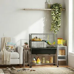 Jaula para Animales Pequeños de 3 Niveles con Rampas Antideslizantes Puertas Amplias y Ruedas con Freno 88x48x10... - Ogal.Es