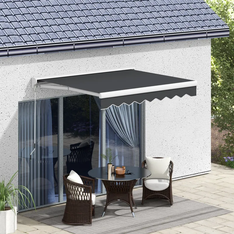 Toldo Eléctrico Retráctil y Manual 250x200 cm Toldo Portátil con Mando a Distancia Manivela Marco de Aluminio Gris - Ogal.Es
