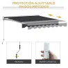 Toldo Eléctrico Retráctil y Manual 250x200 cm Toldo Portátil con Mando a Distancia Manivela Marco de Aluminio Gris - Ogal.Es
