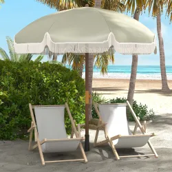 Sombrilla de Playa con Flecos Ø190x210 cm con Protección UV40+ Antiviento Impermeable y Bolsa de Transporte Verde - Ogal.Es