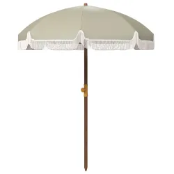 Sombrilla de Playa con Flecos Ø190x210 cm con Protección UV40+ Antiviento Impermeable y Bolsa de Transporte Verde - Ogal.Es