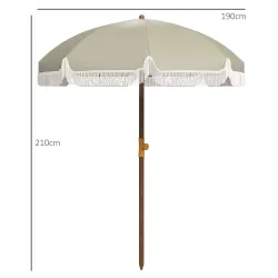 Sombrilla de Playa con Flecos Ø190x210 cm con Protección UV40+ Antiviento Impermeable y Bolsa de Transporte Verde - Ogal.Es