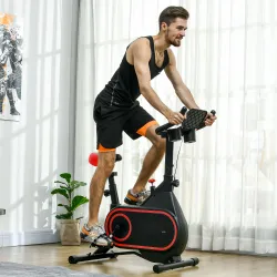 Bicicleta Estática con Volante Inercia 4 kg Resistencia Ajustable Pantalla LED Silencioso Asiento Ajustable Rojo... - Ogal.Es