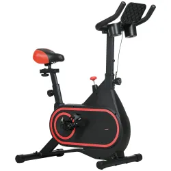 Bicicleta Estática con Volante Inercia 4 kg Resistencia Ajustable Pantalla LED Silencioso Asiento Ajustable Rojo... - Ogal.Es