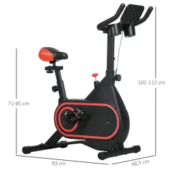 Bicicleta Estática con Volante Inercia 4 kg Resistencia Ajustable Pantalla LED Silencioso Asiento Ajustable Rojo... - Ogal.Es