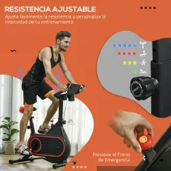 Bicicleta Estática con Volante Inercia 4 kg Resistencia Ajustable Pantalla LED Silencioso Asiento Ajustable Rojo... - Ogal.Es