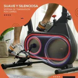 Bicicleta Estática con Volante Inercia 4 kg Resistencia Ajustable Pantalla LED Silencioso Asiento Ajustable Rojo... - Ogal.Es