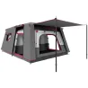 Tienda de Campaña Familiar 4 Personas con 2 Habitaciones Zona de Estar y Protección Impermeable 430x305 cm Rojo - Ogal.Es