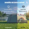 Tienda de Campaña Familiar 4 Personas con 2 Habitaciones Zona de Estar y Protección Impermeable 430x305 cm Rojo - Ogal.Es