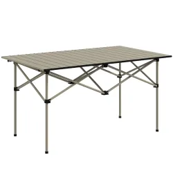 Mesa de Camping Plegable con Encimera Enrollable y Bolsa Mesa de Pícnic Portátil para Acampar 95x55x50cm Caqui - Ogal.Es