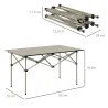 Mesa de Camping Plegable con Encimera Enrollable y Bolsa Mesa de Pícnic Portátil para Acampar 95x55x50cm Caqui - Ogal.Es
