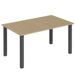Mesa de Jardín Rectangular de Acero 150x90x73 cm para 6 Personas con Orificio para Sombrilla Diseño con Lamas Ma... - Ogal.Es