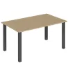 Mesa de Jardín Rectangular de Acero 150x90x73 cm para 6 Personas con Orificio para Sombrilla Diseño con Lamas Ma... - Ogal.Es