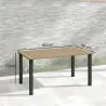 Mesa de Jardín Rectangular de Acero 150x90x73 cm para 6 Personas con Orificio para Sombrilla Diseño con Lamas Ma... - Ogal.Es