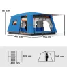 Tienda de Campaña Familiar 4 Personas con 2 Habitaciones Zona de Estar y Protección Impermeable 430x305 cm Gris ... - Ogal.Es