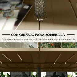Mesa de Jardín Rectangular de Acero 150x90x73 cm para 6 Personas con Orificio para Sombrilla Diseño con Lamas Ma... - Ogal.Es