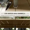 Mesa de Jardín Rectangular de Acero 150x90x73 cm para 6 Personas con Orificio para Sombrilla Diseño con Lamas Ma... - Ogal.Es