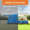 Tienda de Campaña Familiar 4 Personas con 2 Habitaciones Zona de Estar y Protección Impermeable 430x305 cm Gris ... - Ogal.Es