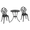 Set de Jardín 3 Piezas con Mesa Redonda Ø60x67 cm y 2 Sillas 42,5x47,5x89 cm Mesa con Orificio para Sombrilla Negro - Ogal.Es