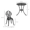 Set de Jardín 3 Piezas con Mesa Redonda Ø60x67 cm y 2 Sillas 42,5x47,5x89 cm Mesa con Orificio para Sombrilla Negro - Ogal.Es