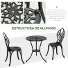Set de Jardín 3 Piezas con Mesa Redonda Ø60x67 cm y 2 Sillas 42,5x47,5x89 cm Mesa con Orificio para Sombrilla Negro - Ogal.Es