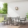 Conjunto de Jardín Exterior de 9 Piezas de Ratán Sintético con Mesa de Vidrio 4 Sillas y 4 Taburetes con Cojines... - Ogal.Es