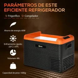 Nevera Portátil Eléctrica 40L Refrigerador de Coche 12V/24V hasta -20? con Pantalla LED Táctil 58,7x36,5x43,8cm ... - Ogal.Es